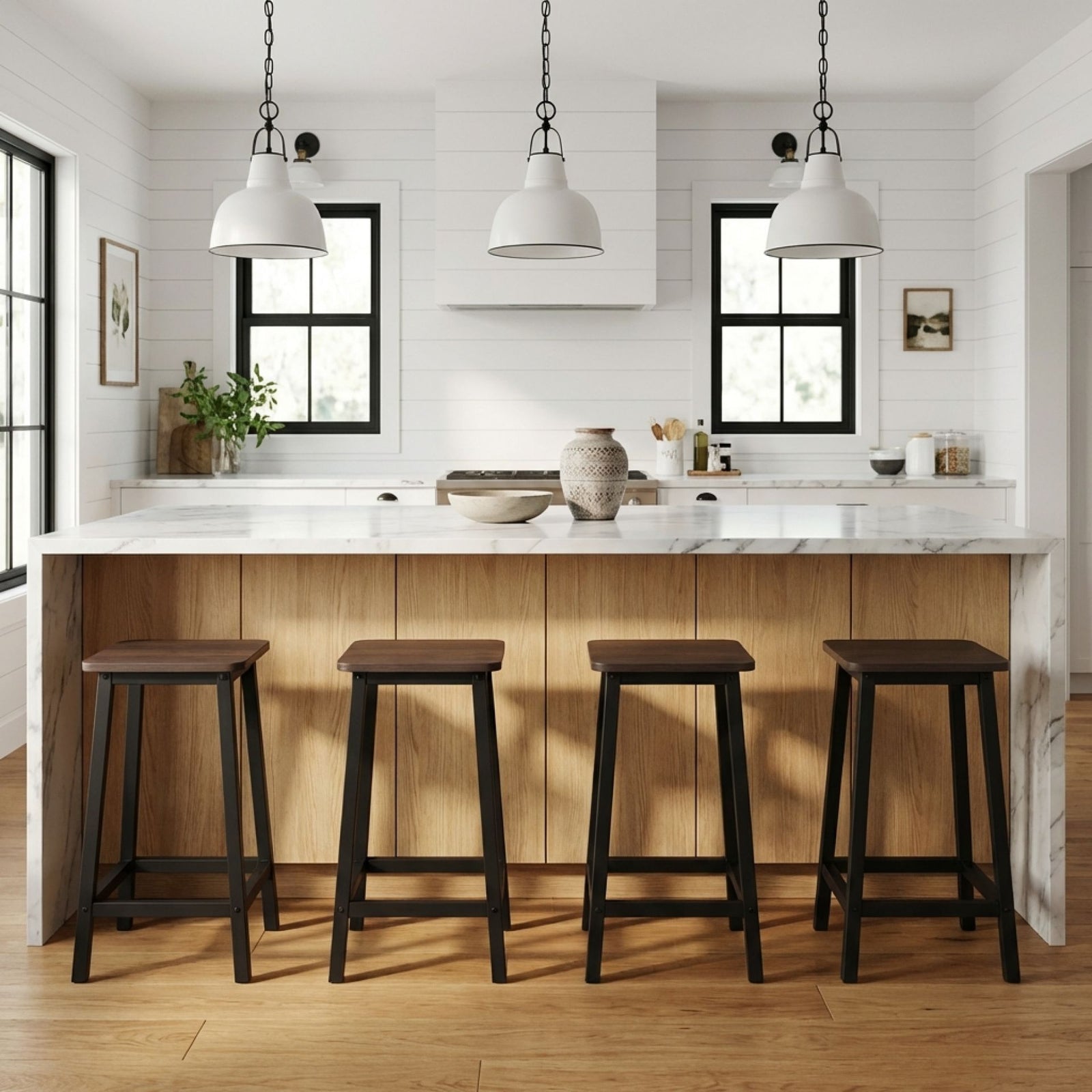 Ian Metal Bar Stool - Rustic Brown + Black