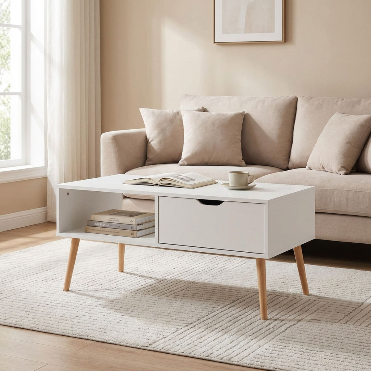 Riley Wooden Coffee Table - White