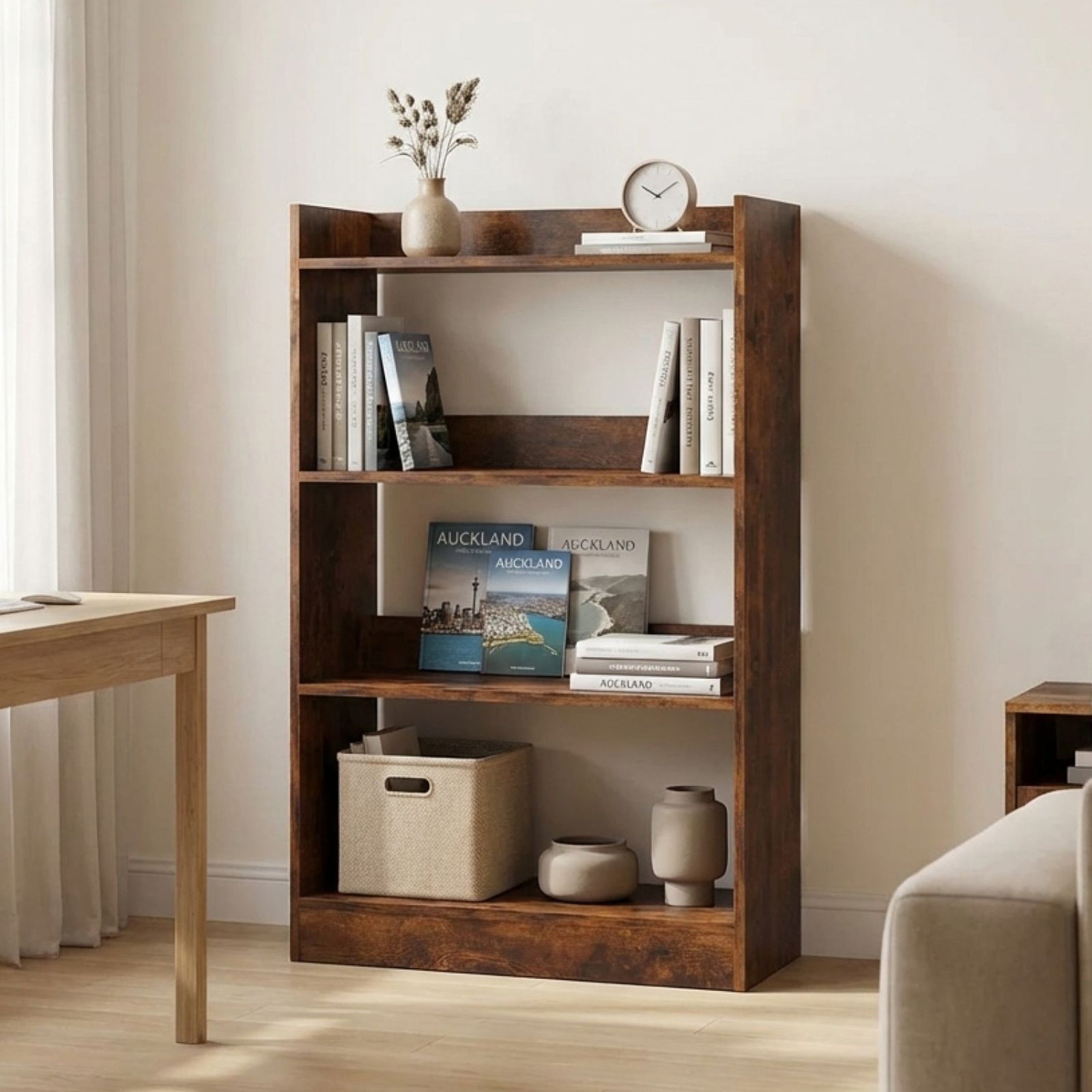 Bulls 80cm 4 Tier Bookshelf - Rustic Brown
