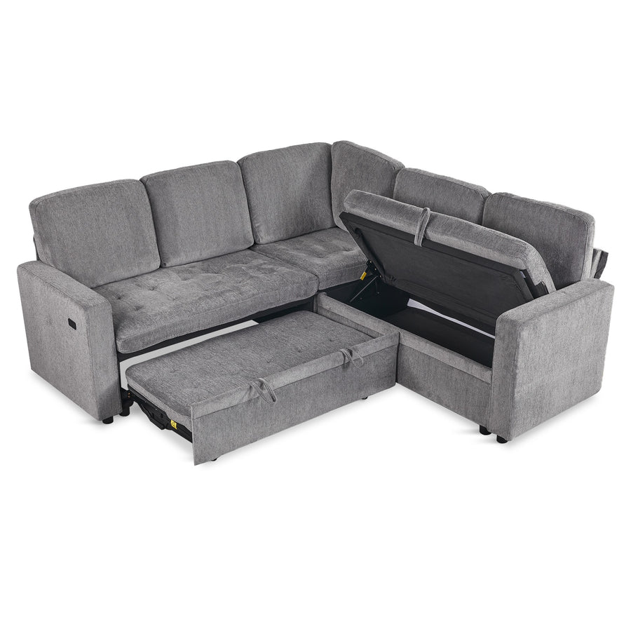 Haven L-Shaped Sofa Bed with Storage - Dark Grey
