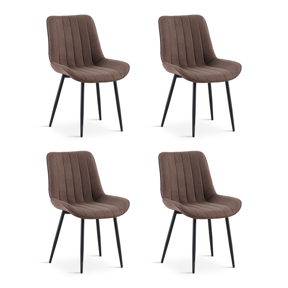 Kivo Linen Dining Chair - Set of 4 - Brown