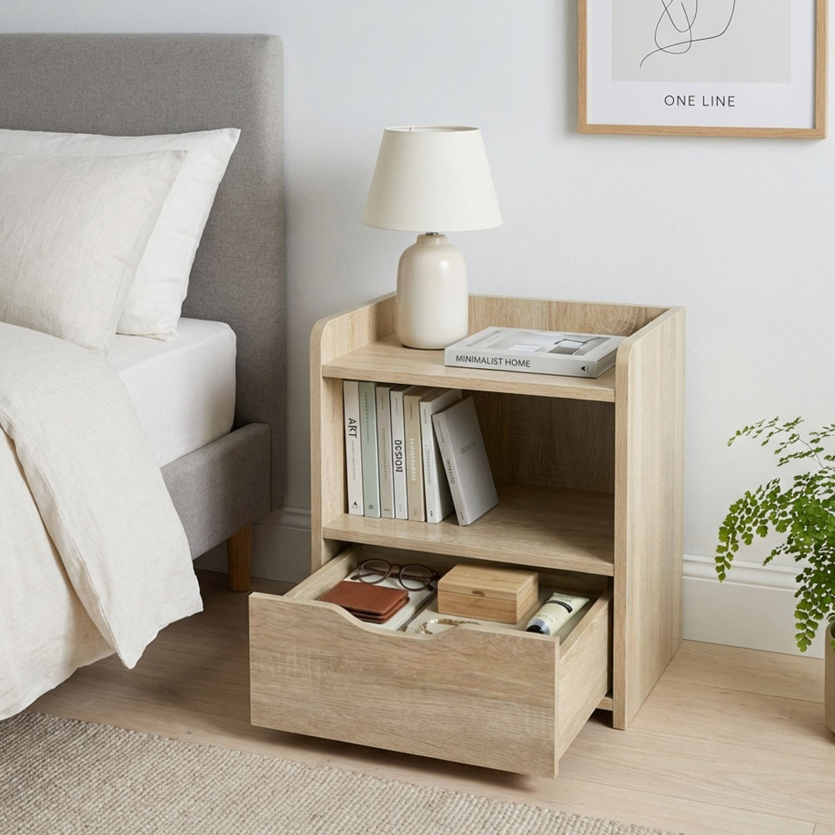 Knox Bedside Table - Oak