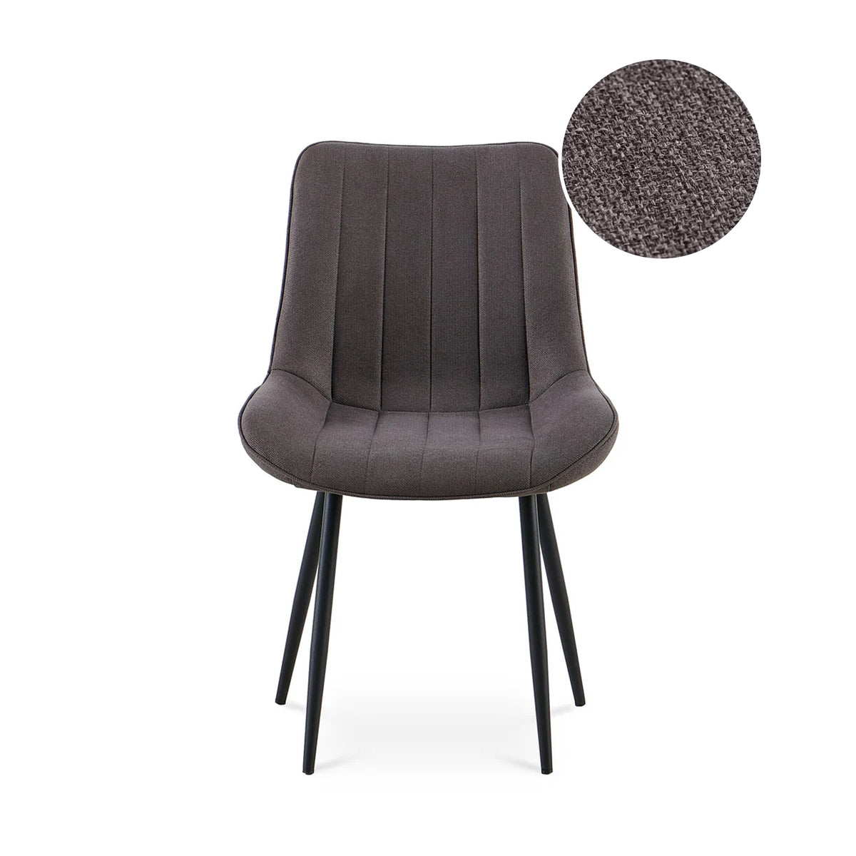 Kivo Linen Dining Chair - Set of 4 - Dark Grey