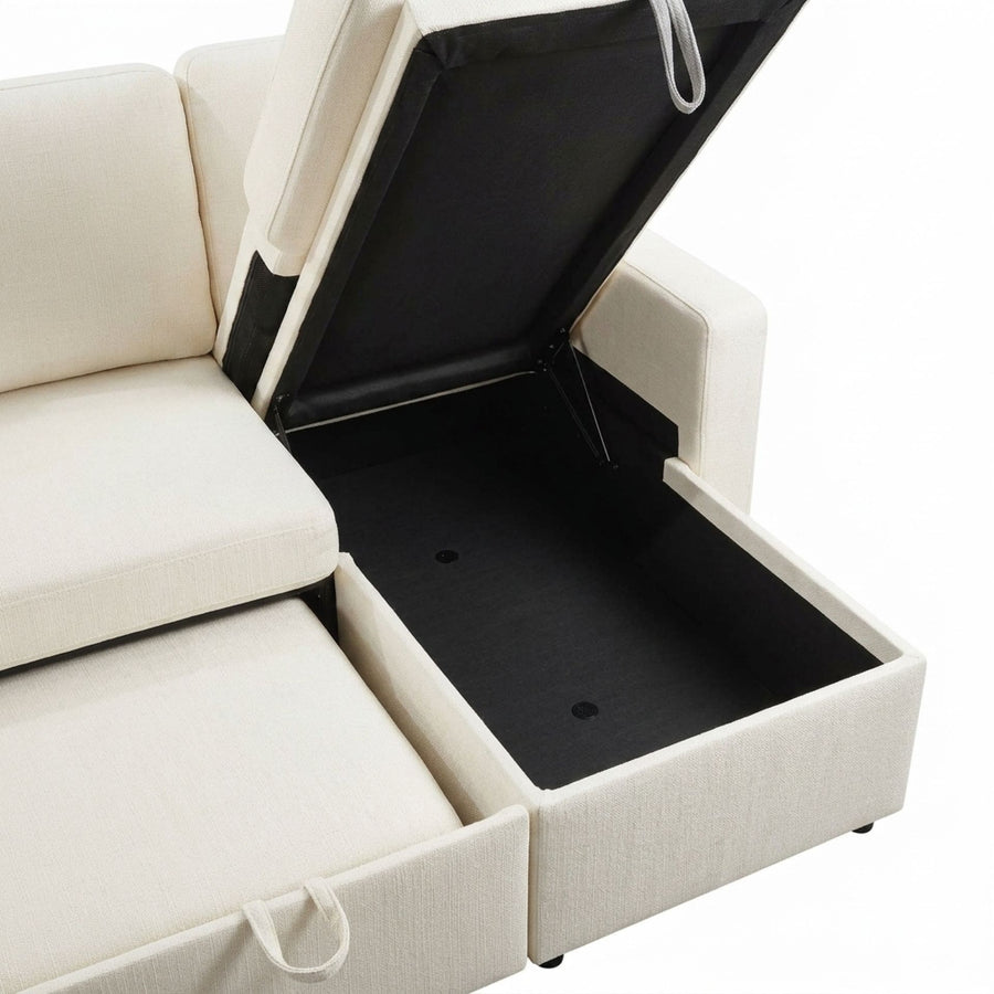 Amy 3 Seater Sofa Bed with Storage - Beige