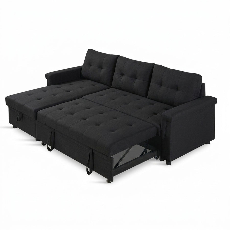 Murphy 3 Seater Sofa Bed with Storage - Black