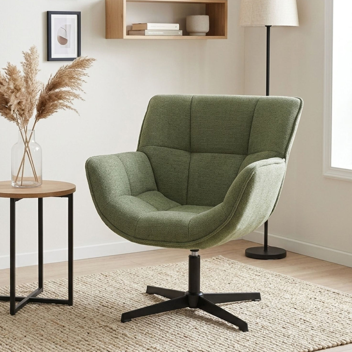 Cava Swivel Armchair - Olive Green