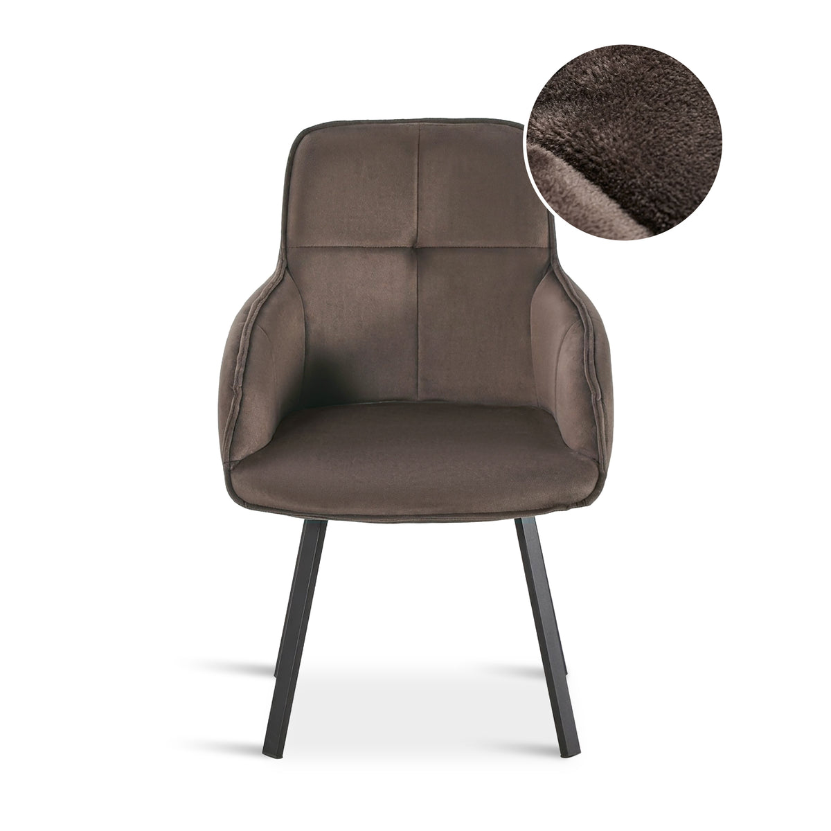 Elora Swivel Velvet Dining Chair - Set of 2 - Brown