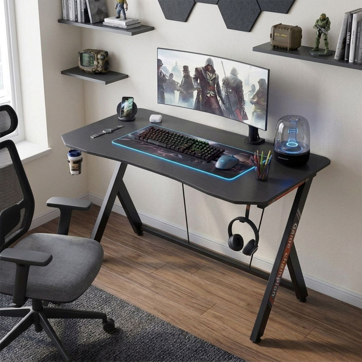 Carson 120cm Gaming Desk - Carbon Black