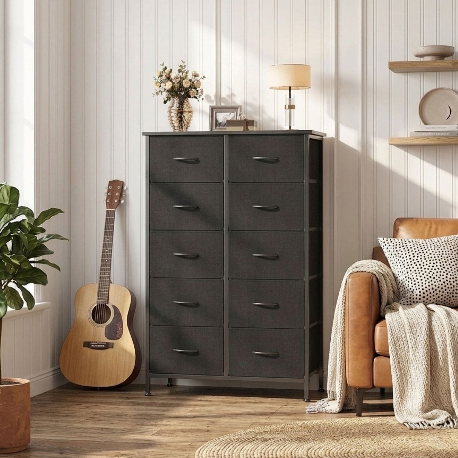 Natalia 10 Drawers Tallboy - Dark Grey