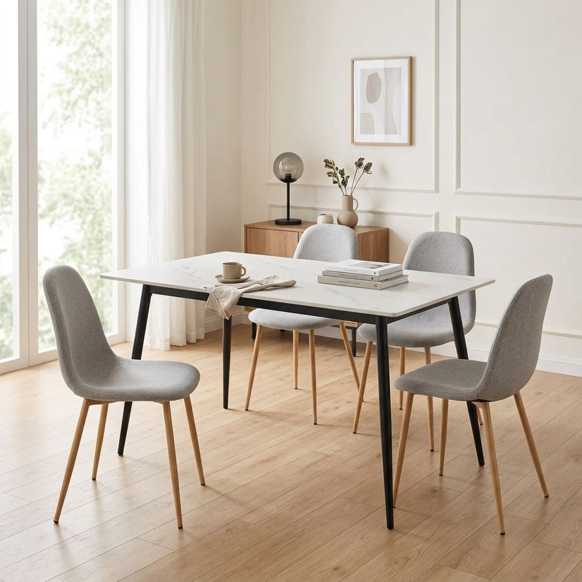 Arlo Linen Dining Chair - Set of 4 - Light Grey