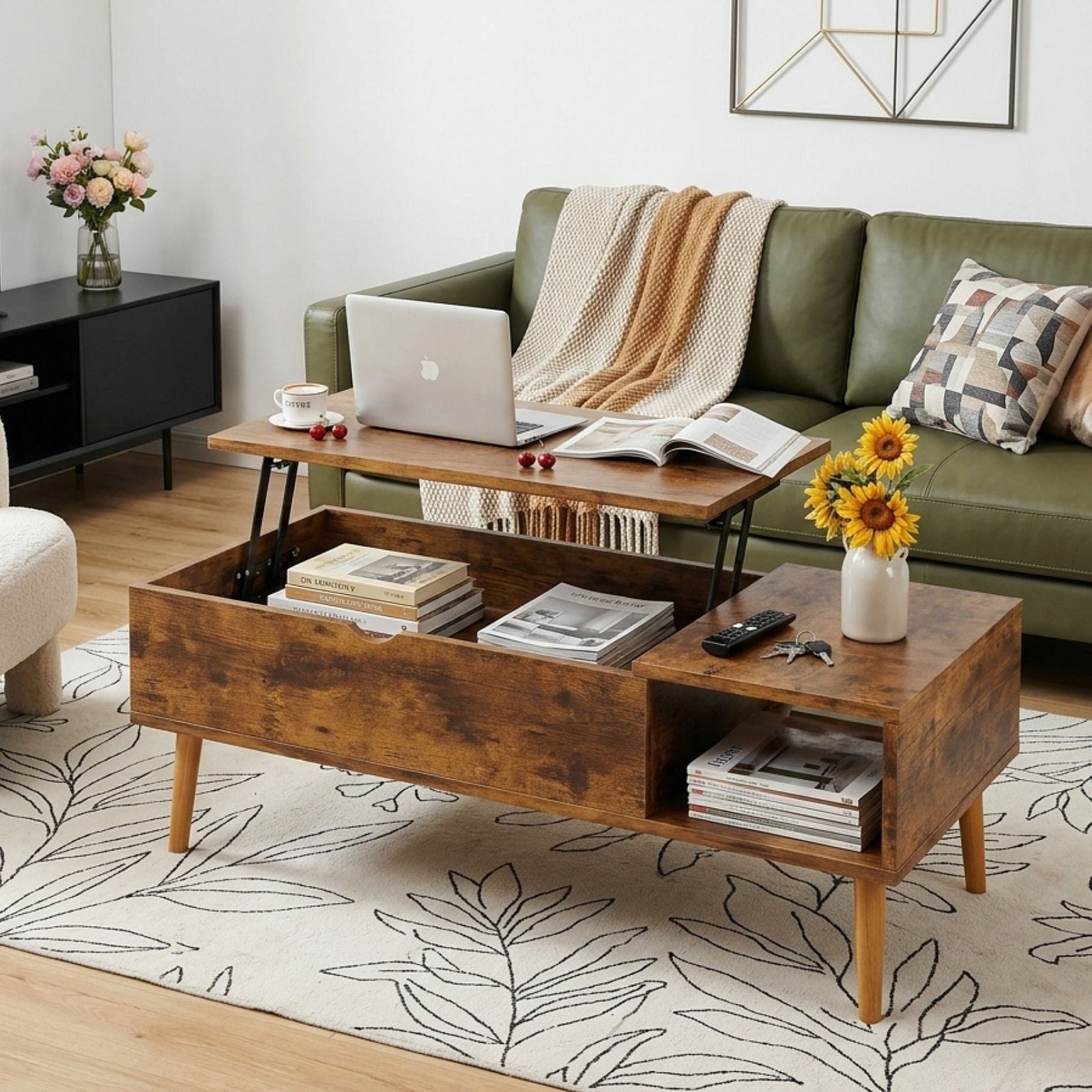 Chilwa Lift Top Coffee Table - Rustic Brown