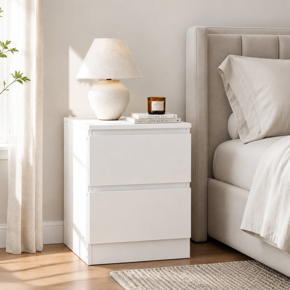 Hollis Bedside Table - White
