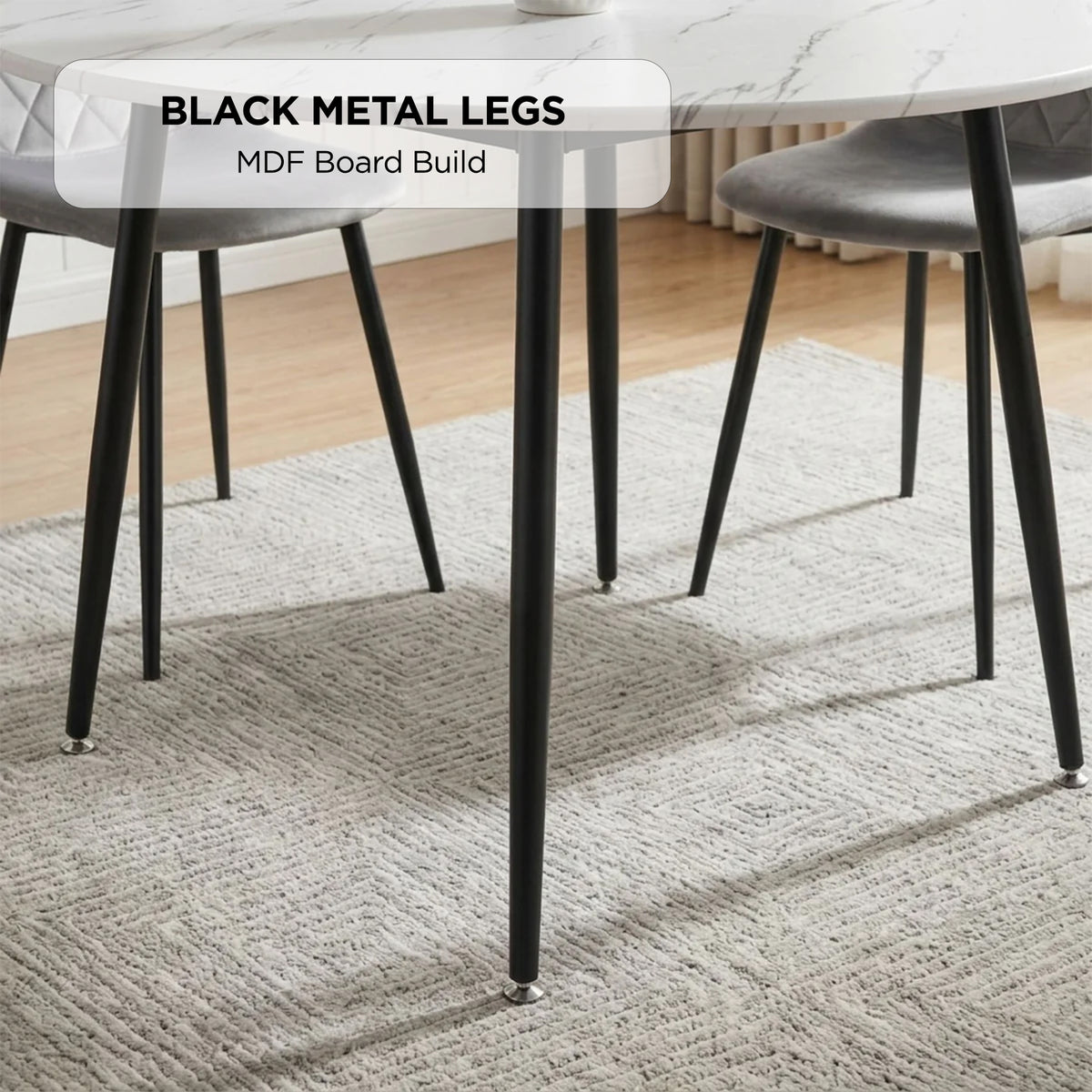 Elijah 120cm Round Dining Table - Marble