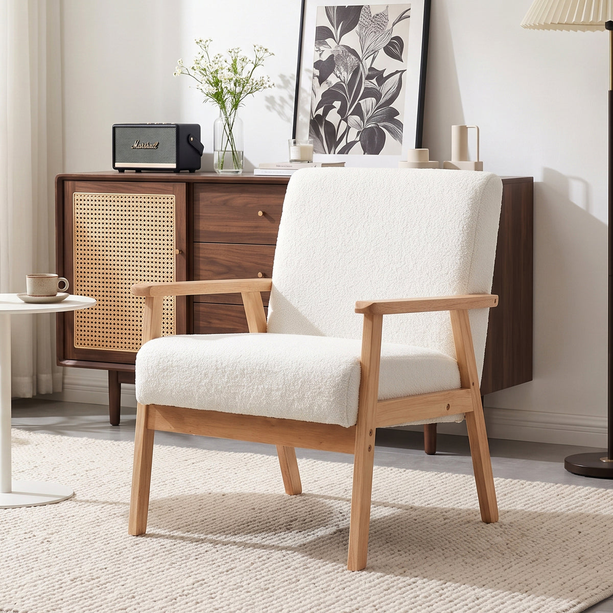 Aven Boucle Armchair - White