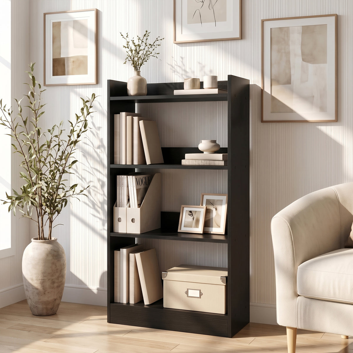 Bulls 60cm 4 Tier Bookshelf - Black