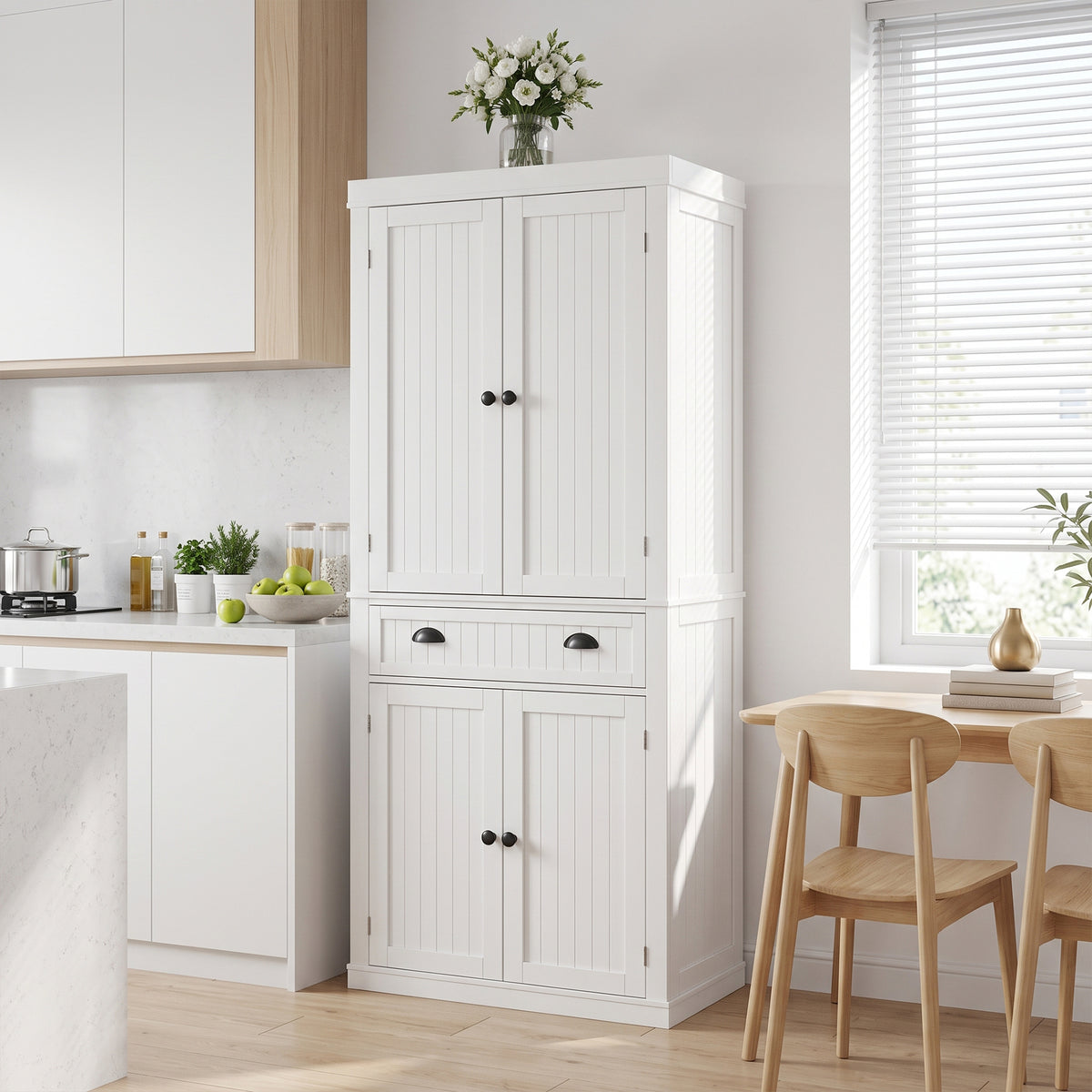 Quies 4 Door Cupboard With Drawer - White