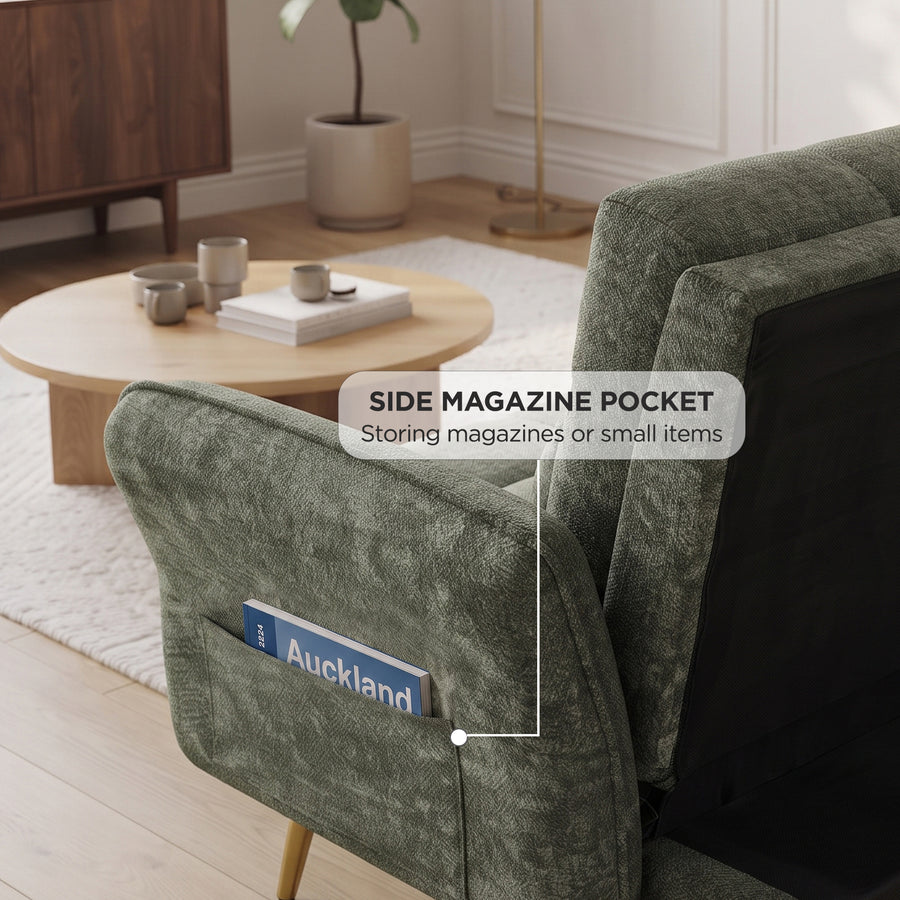 Forest 3 Seater Sofa Bed with Cup Holder - Green