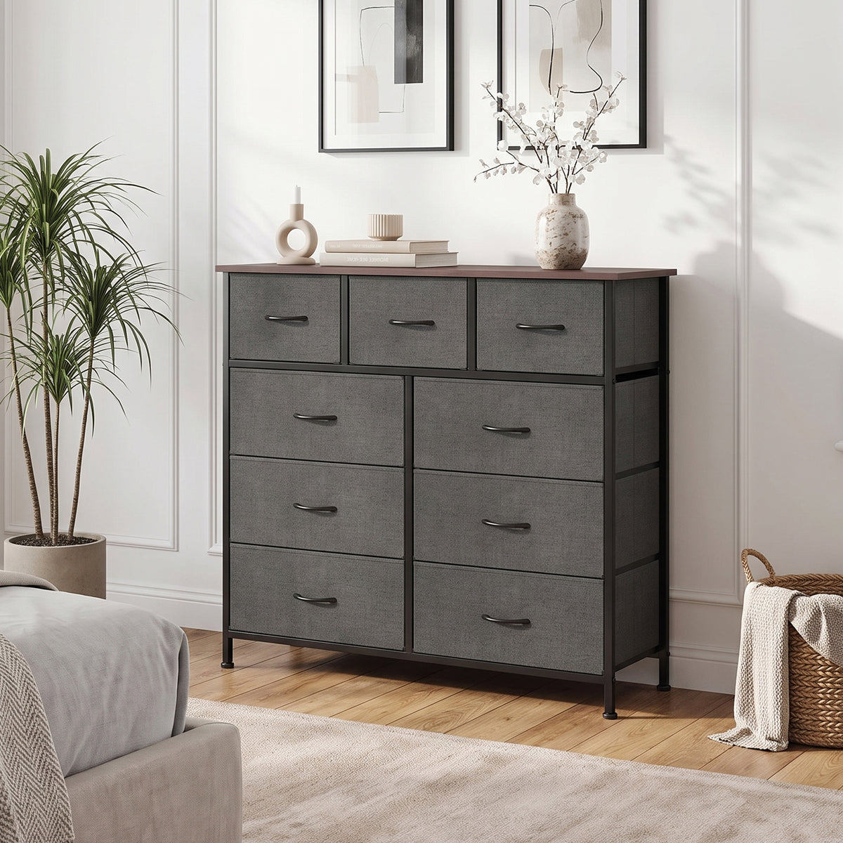 Madilyn 9 Drawers Tallboy - Black Walnut