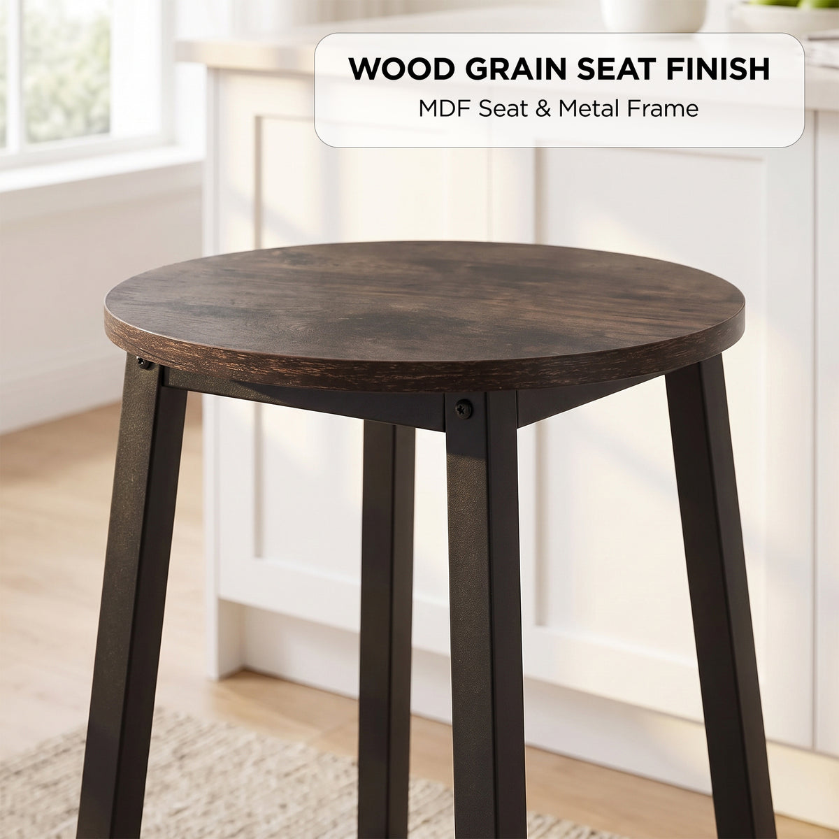 Brick Metal Bar Stool - Rustic Brown + Black