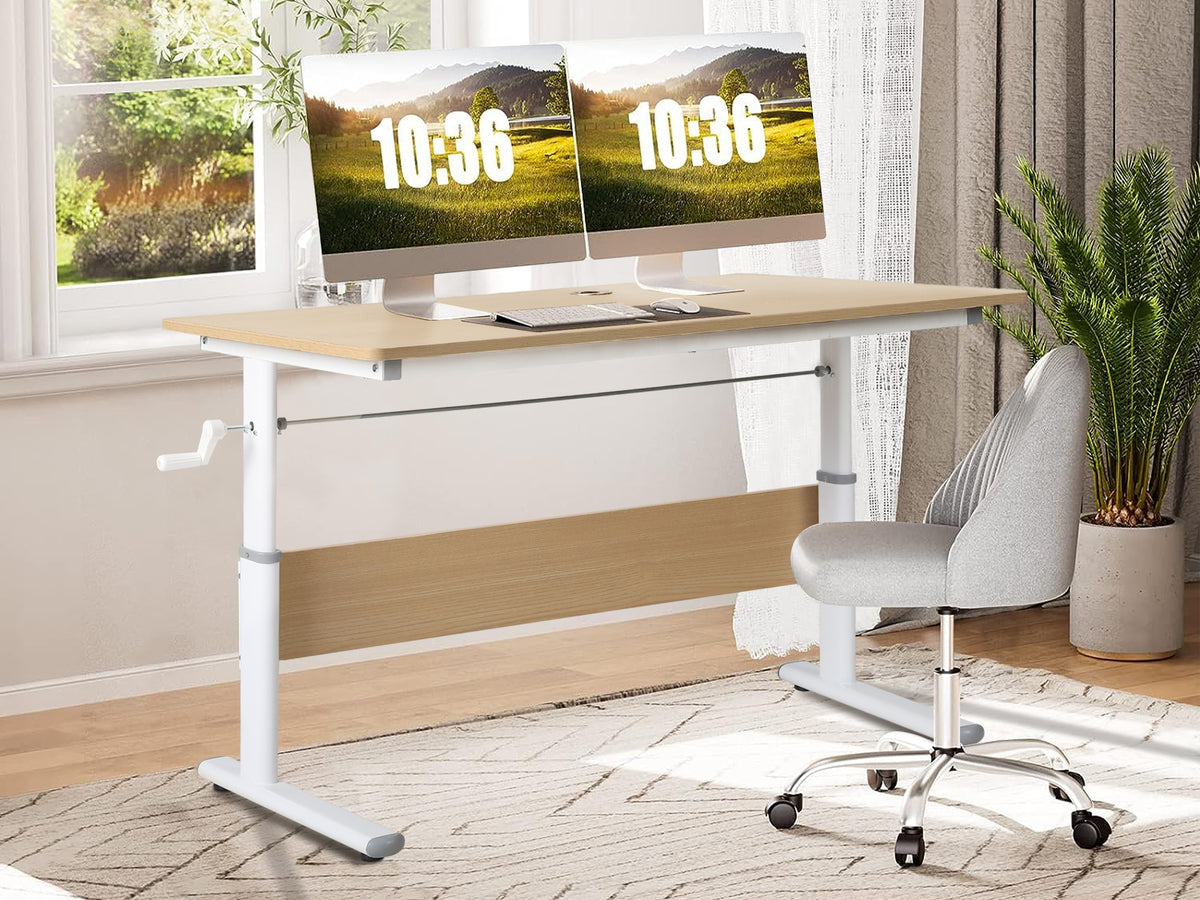 Lucas 120cm Manual Standing Desk - Maple + White