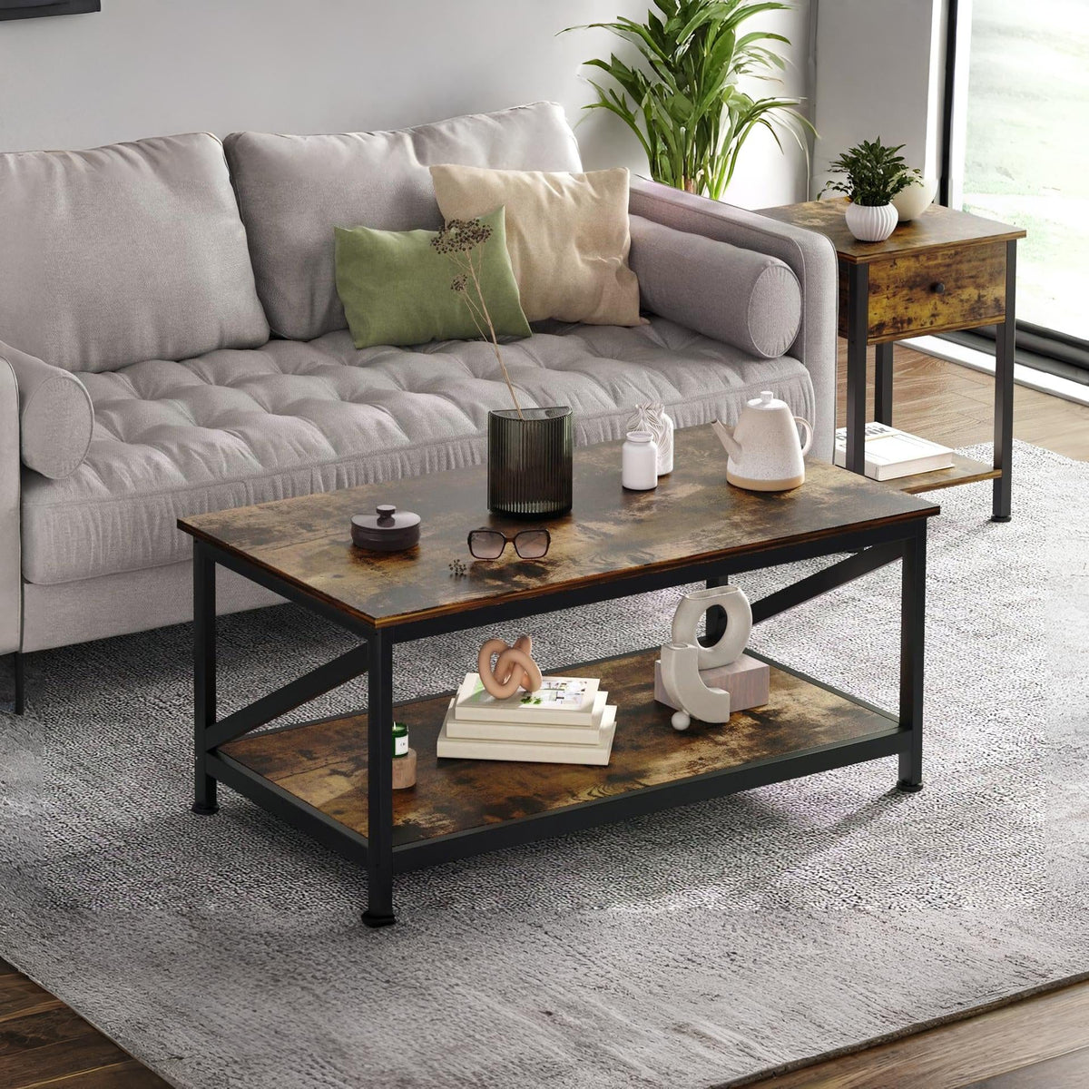 Atlas 1m Coffee Table - Rustic Brown