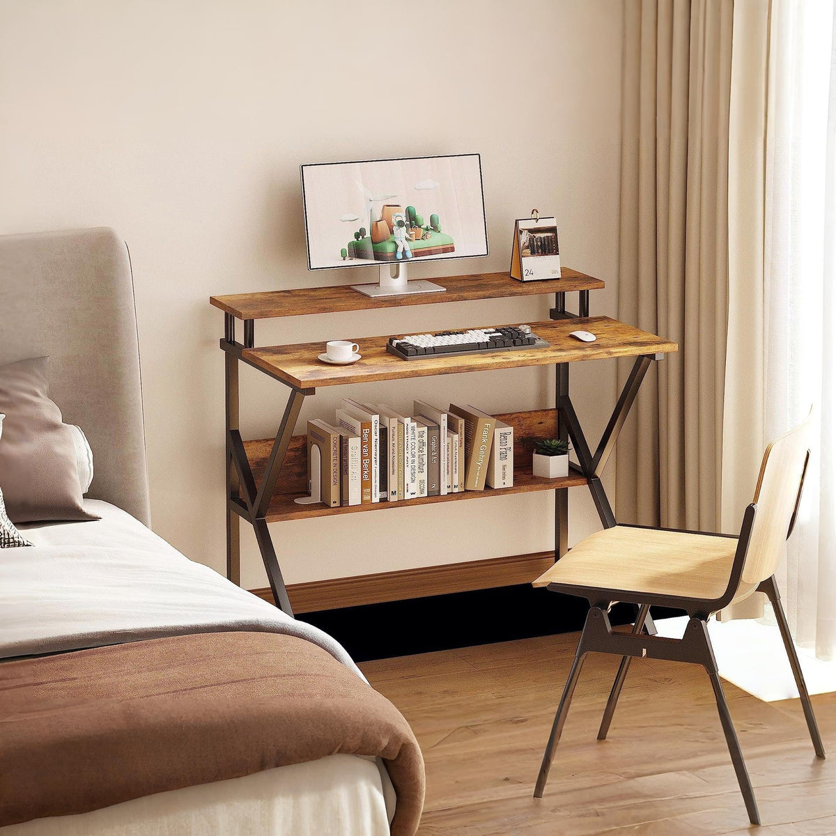 Michael 70cm Computer Desk Study Table - Rustic Brown