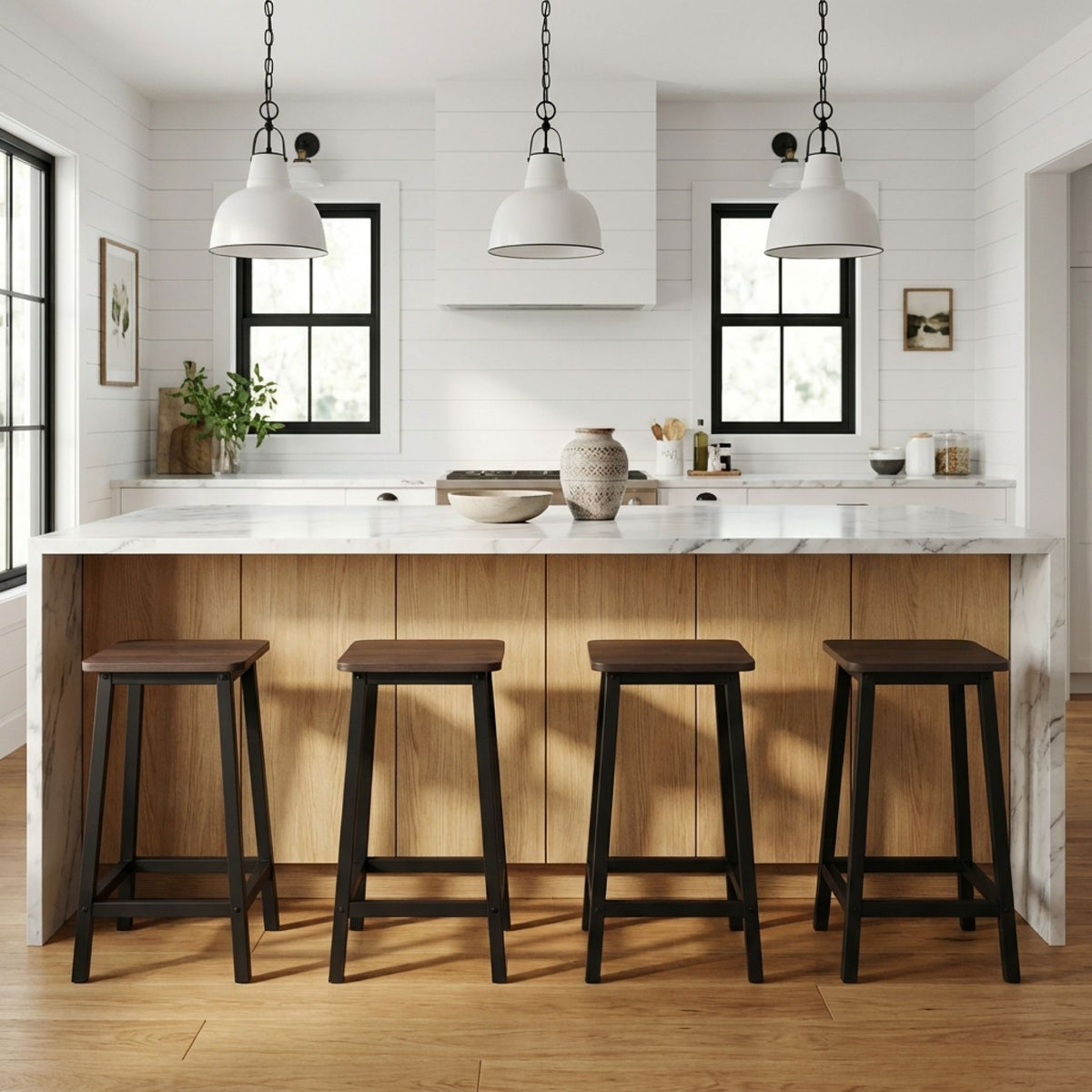 Ian Metal Bar Stool - Rustic Brown + Black
