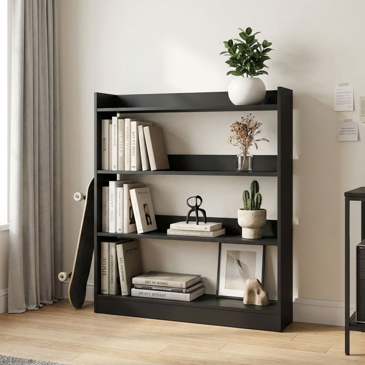 Bulls 100cm 4 Tier Bookshelf - Black