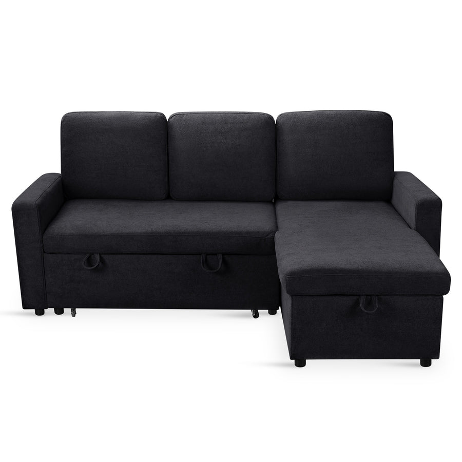 Amy 3 Seater Sofa Bed with Storage - Black