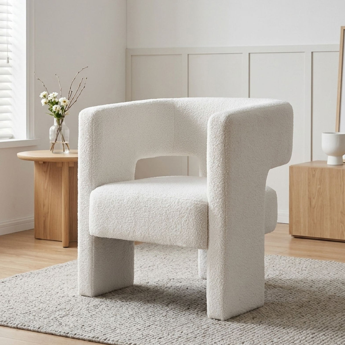 Rivo Boucle Armchair - White