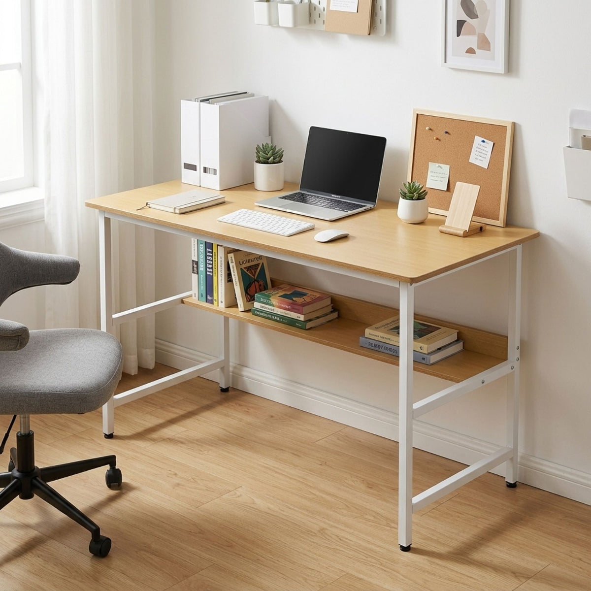 Carter 120cm Computer Desk - Maple + White