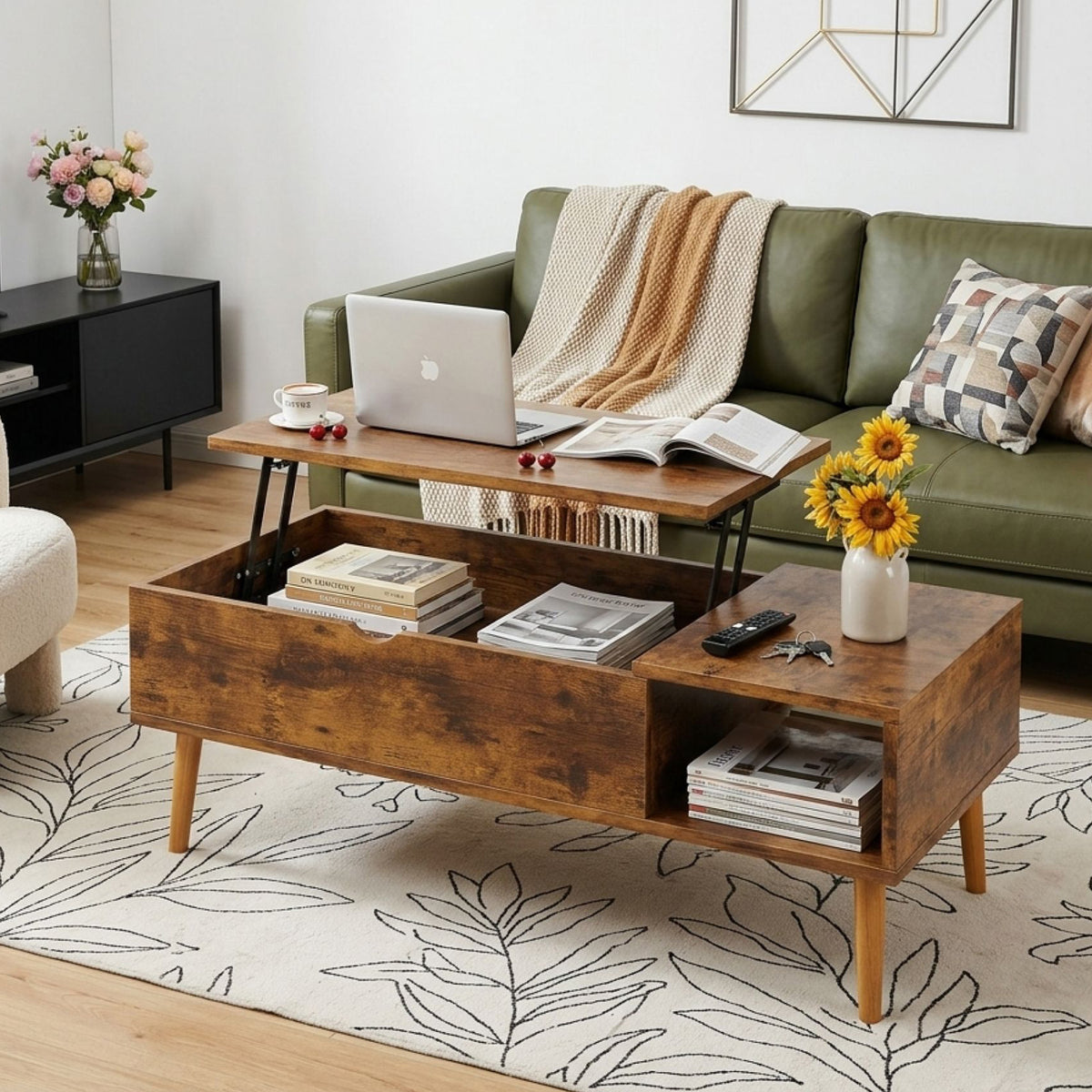 Chilwa Lift Top Coffee Table - Rustic Brown