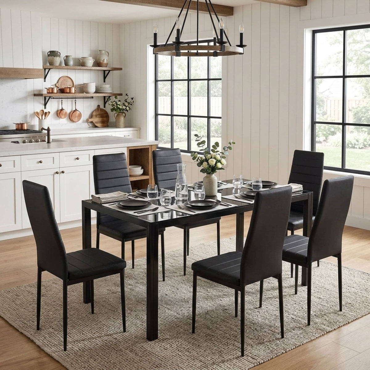 Samuel 7 Piece 1.6m Dining Set - Black