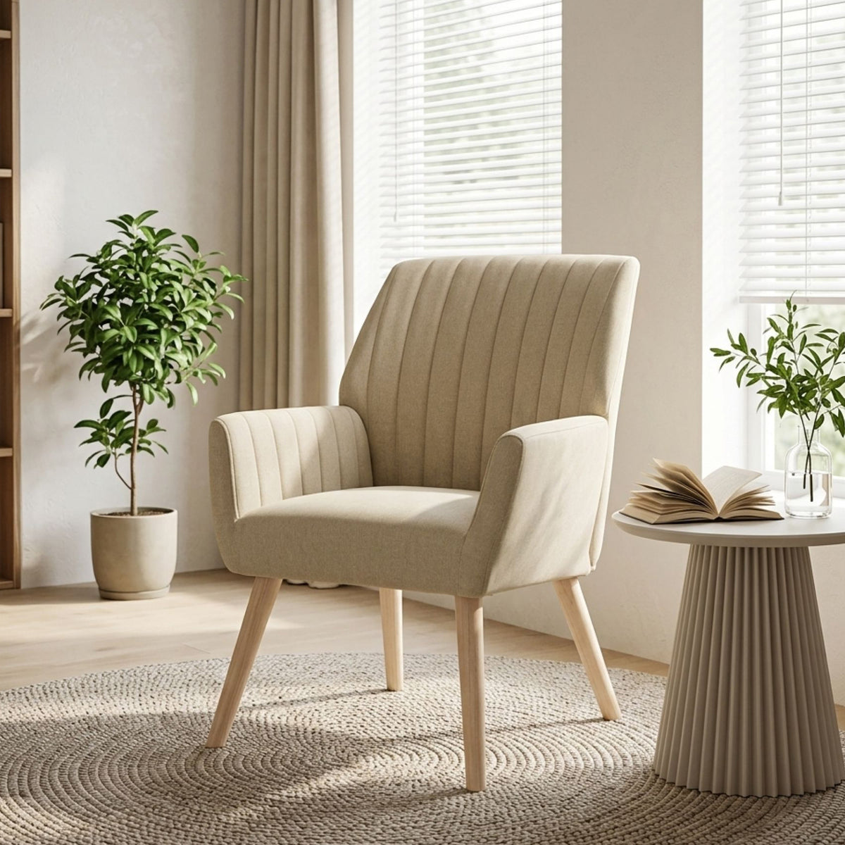 Niva Linen Armchair - Linen Beige