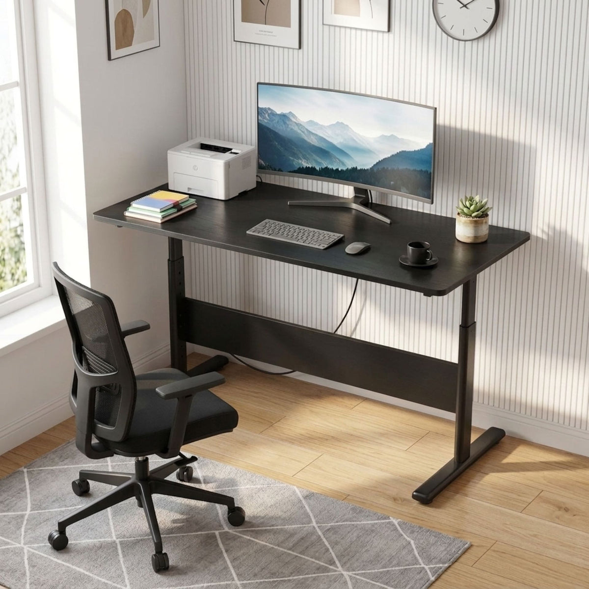 Hector 140cm Height-Adjustable Computer Desk - Black