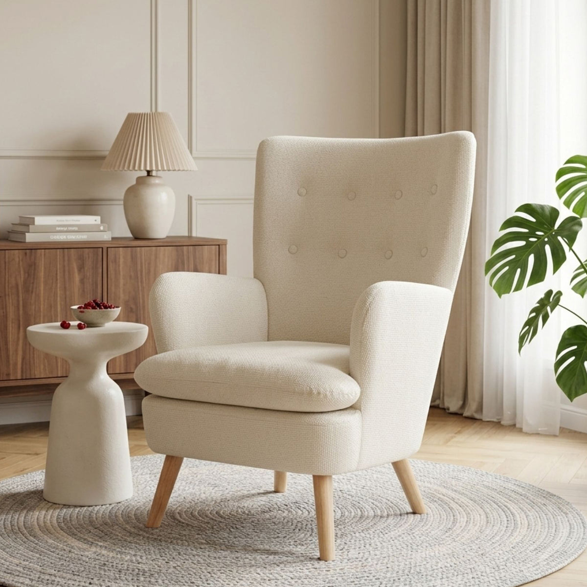 Puff Linen Armchair - White