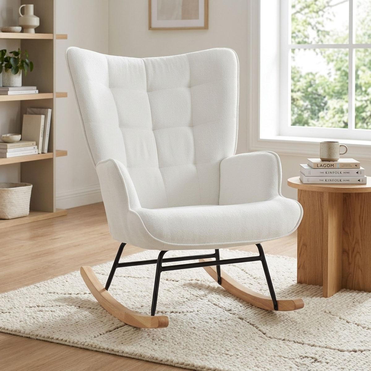 Lull Chenille Rocking Armchair - White