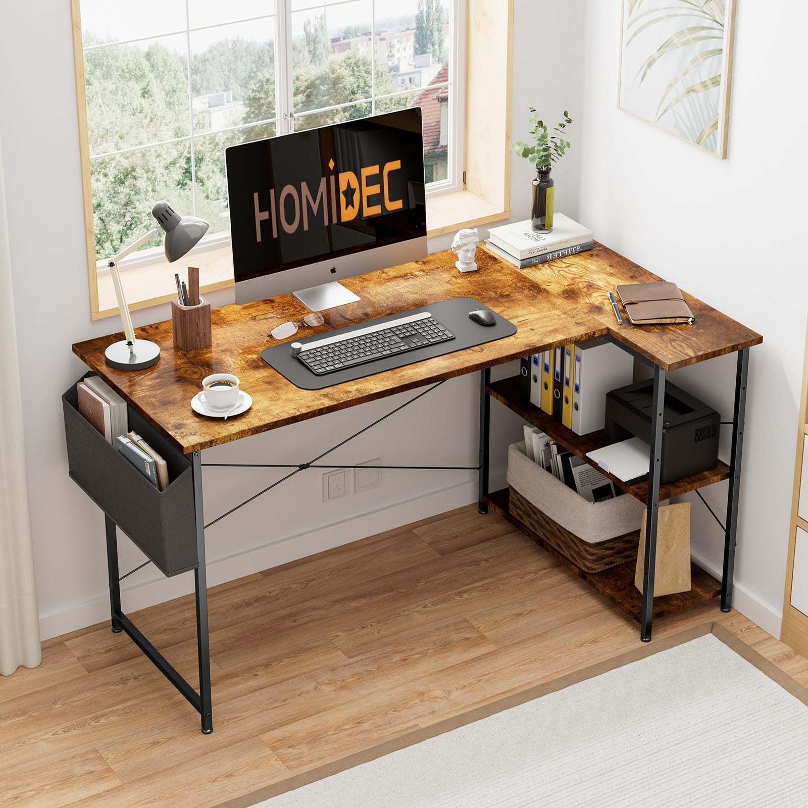 Omar Computer Corner Desk - Rustic Brown