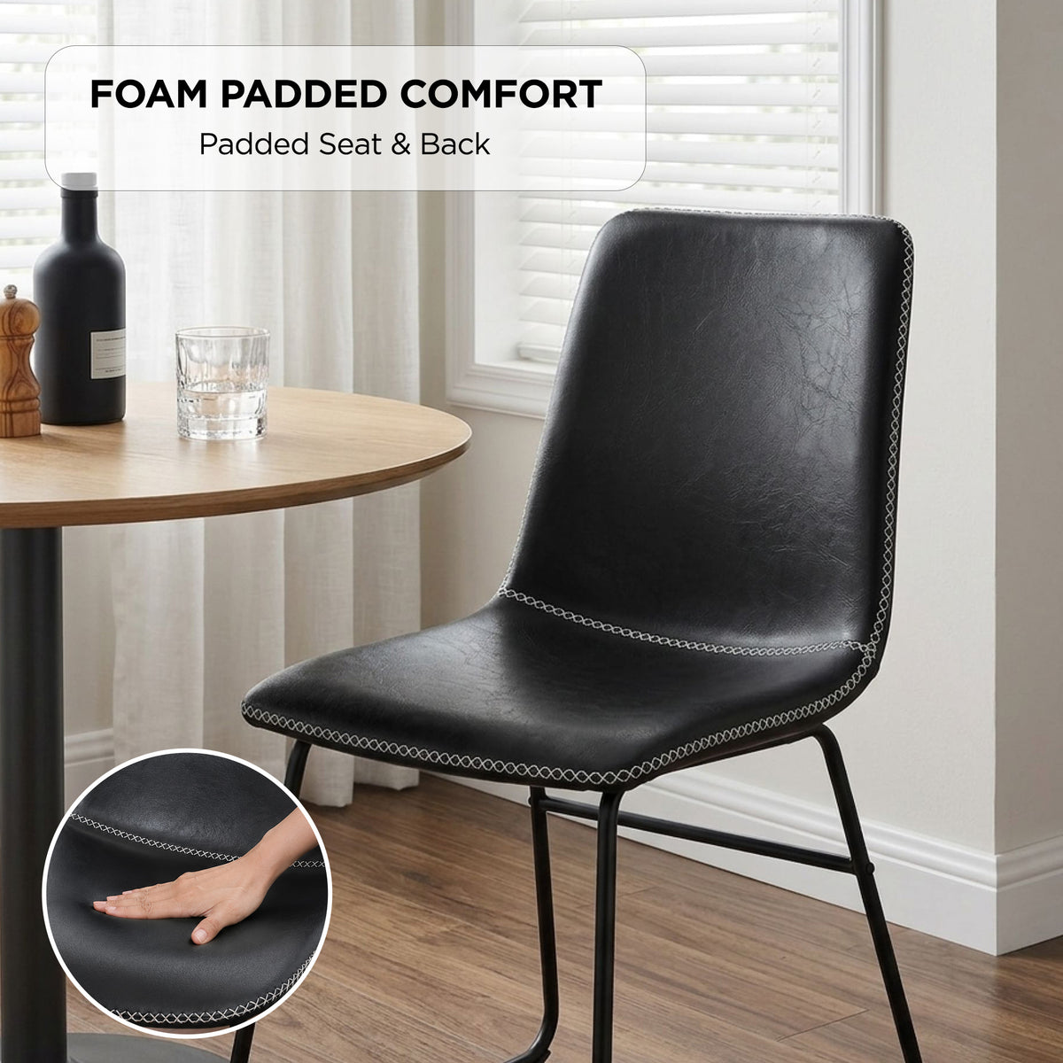 Grayson PU Leather Dining Chair - Set of 2 - Black