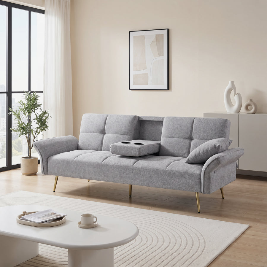 Forest 3 Seater Sofa Bed with Cup Holder - Dark Grey
