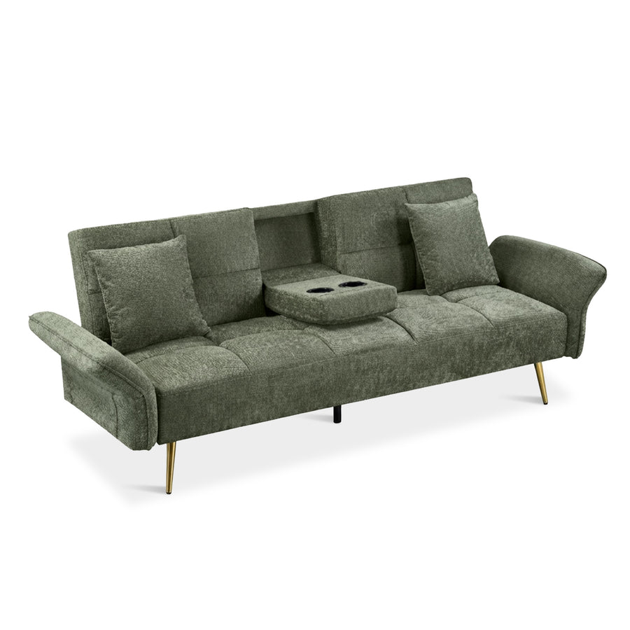 Forest 3 Seater Sofa Bed with Cup Holder - Green