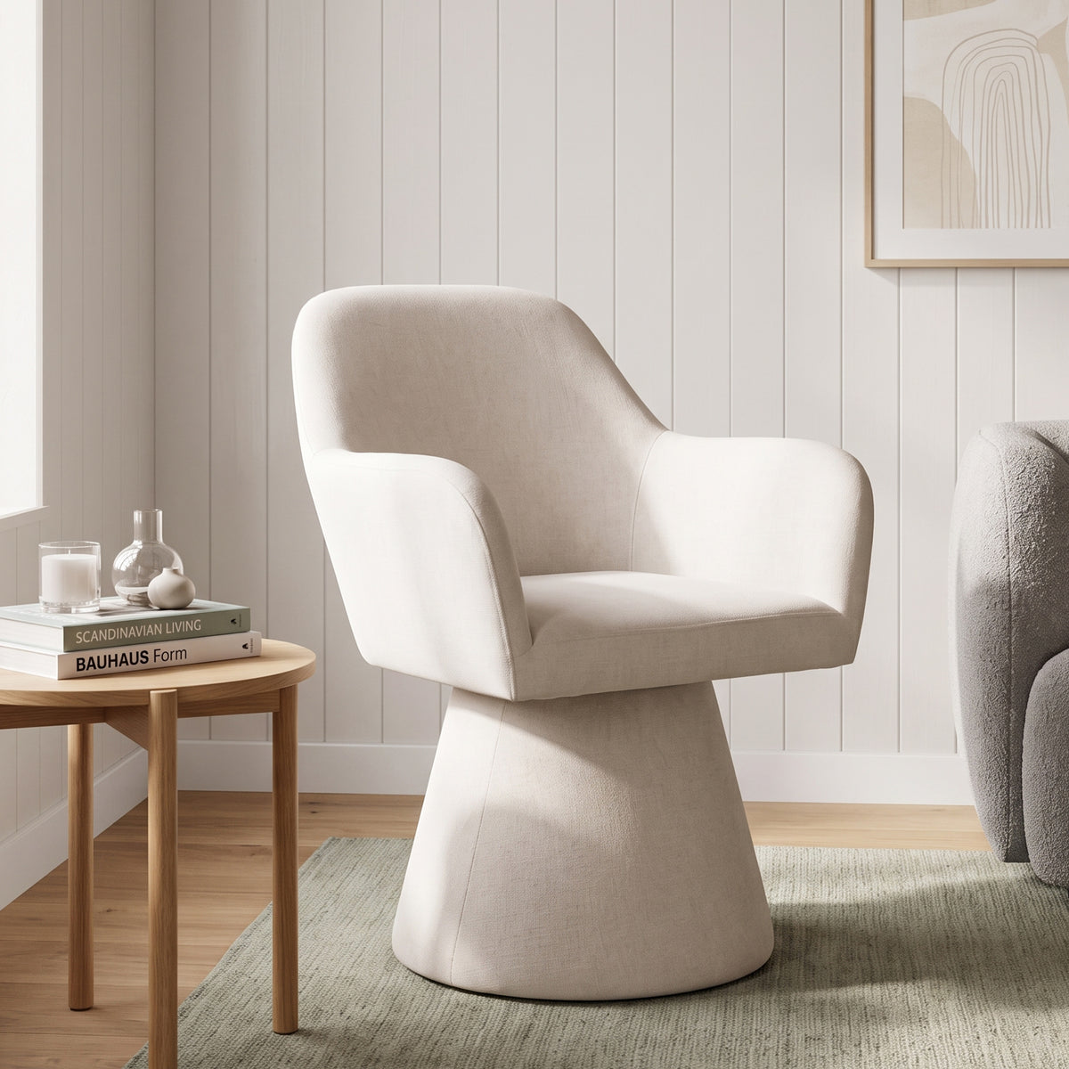 Nilo Swivel Barrel Armchair - Beige