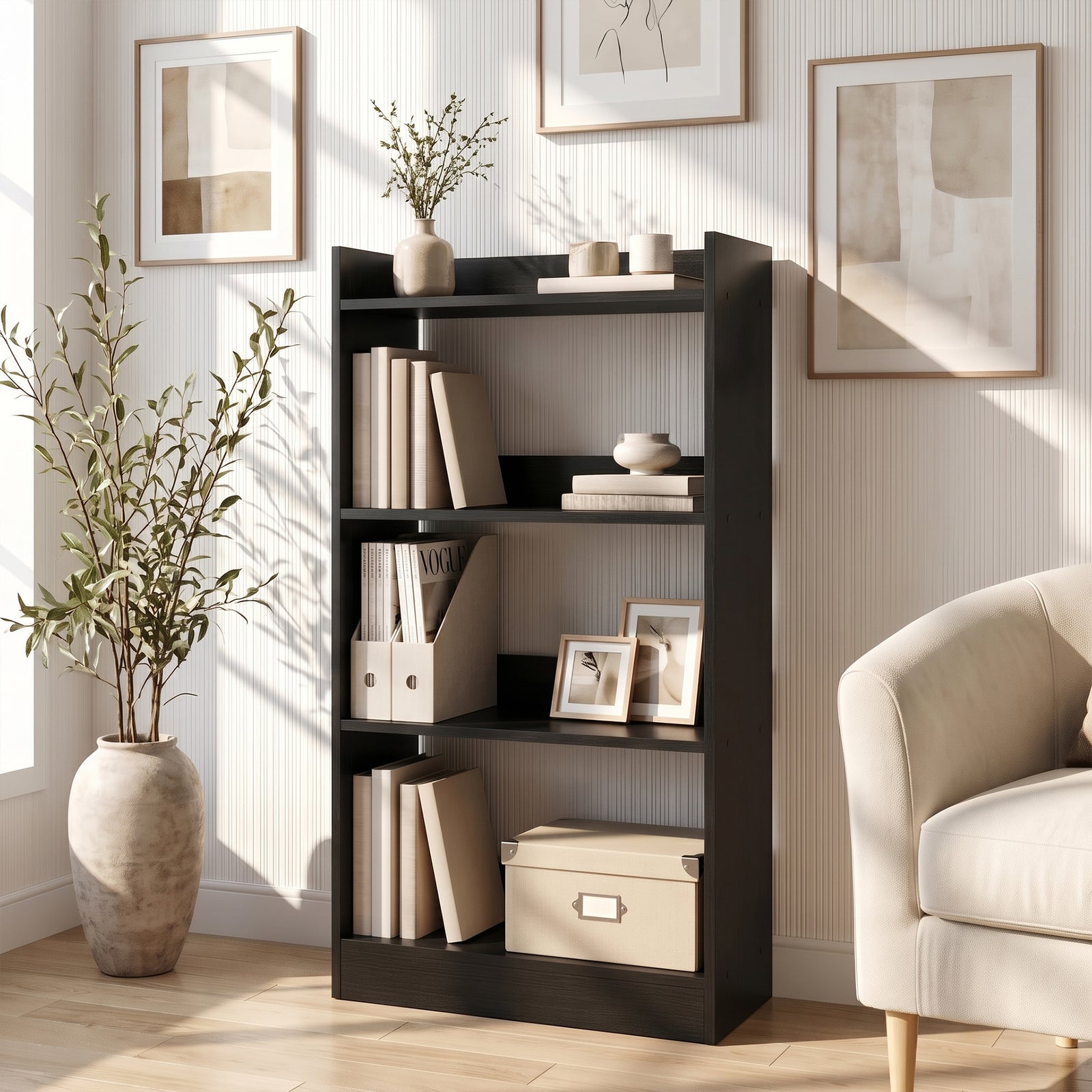 Bulls 60cm 4 Tier Bookshelf - Black