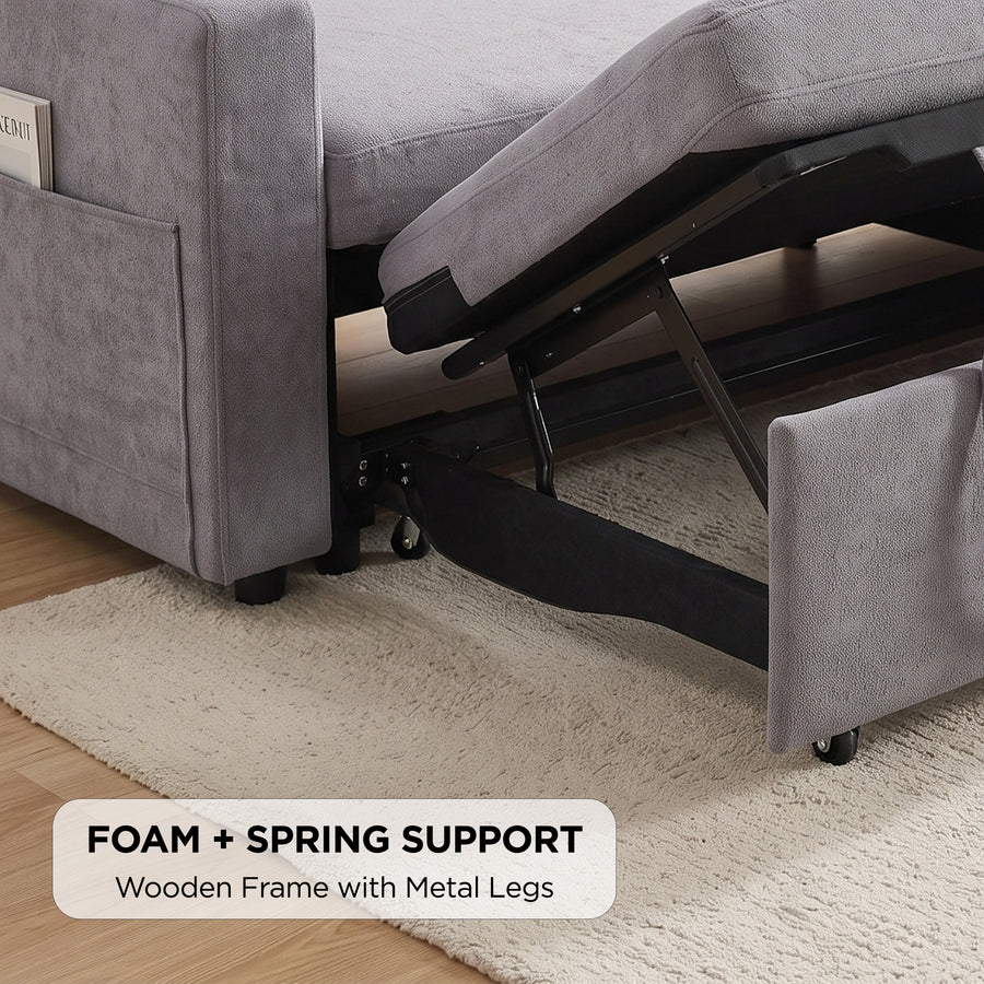 Amy 3 Seater Sofa Bed with Storage - Light Grey