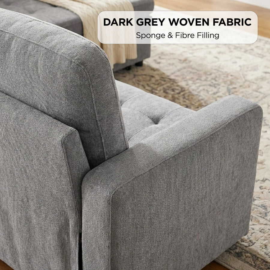 Haven L-Shaped Sofa Bed with Storage - Dark Grey