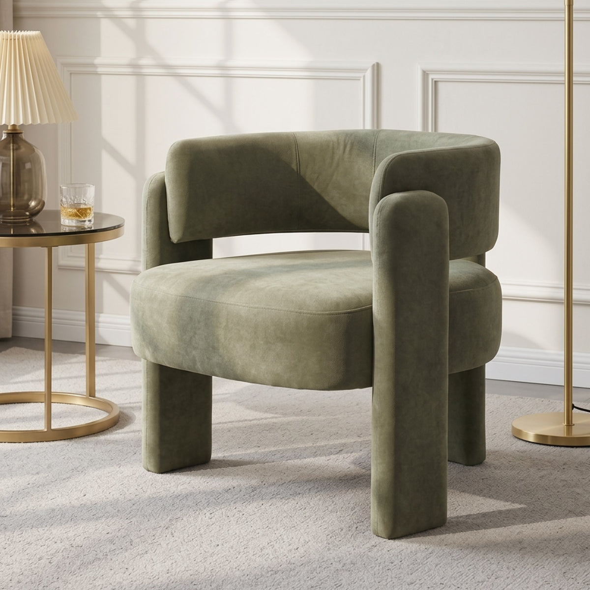 Eno Velvet Armchair - Green