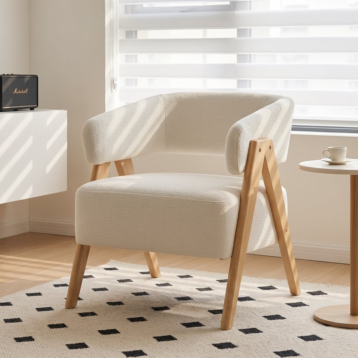 Bark Chenille Armchair - White