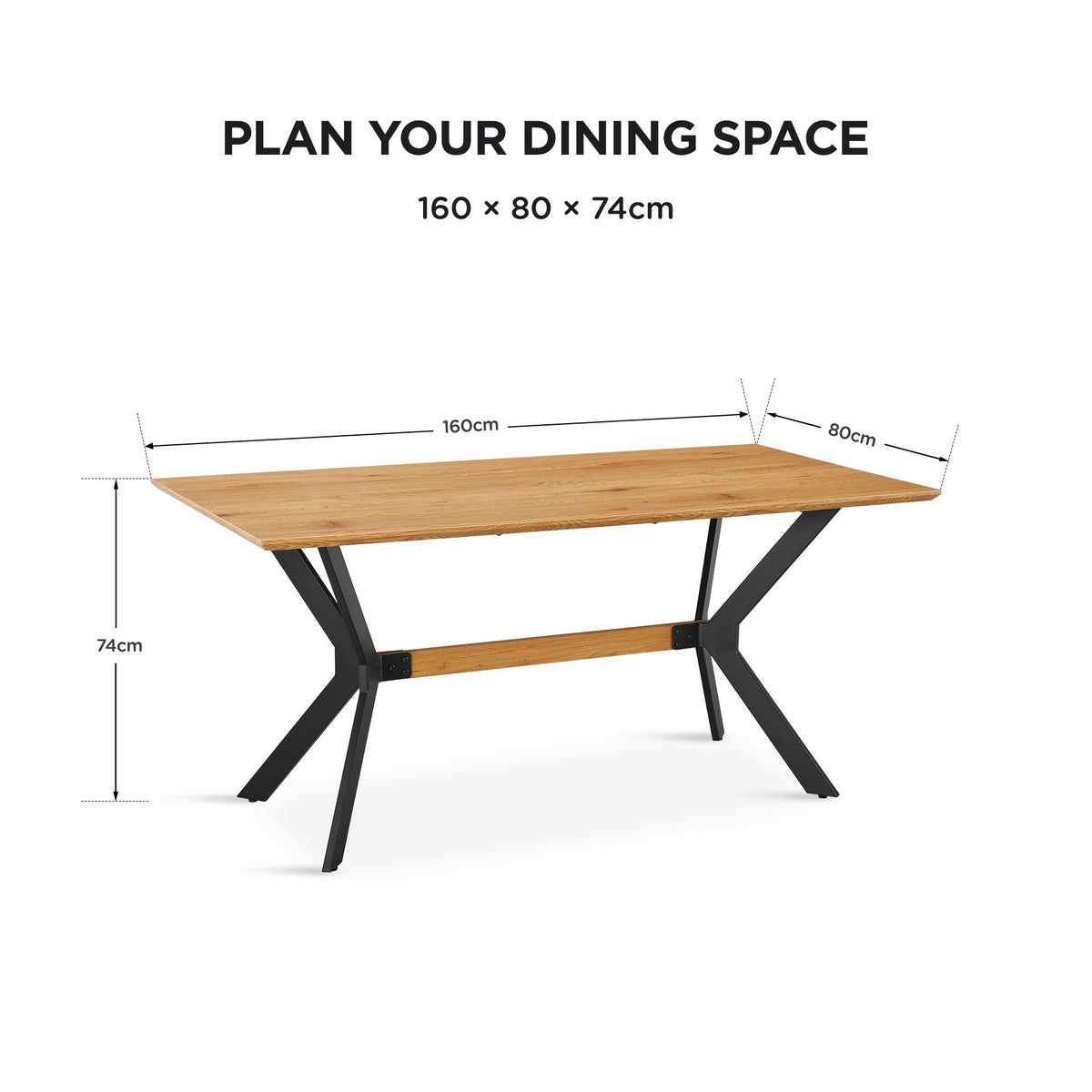 Jackson Dining Table 160 x 80cm - Natural