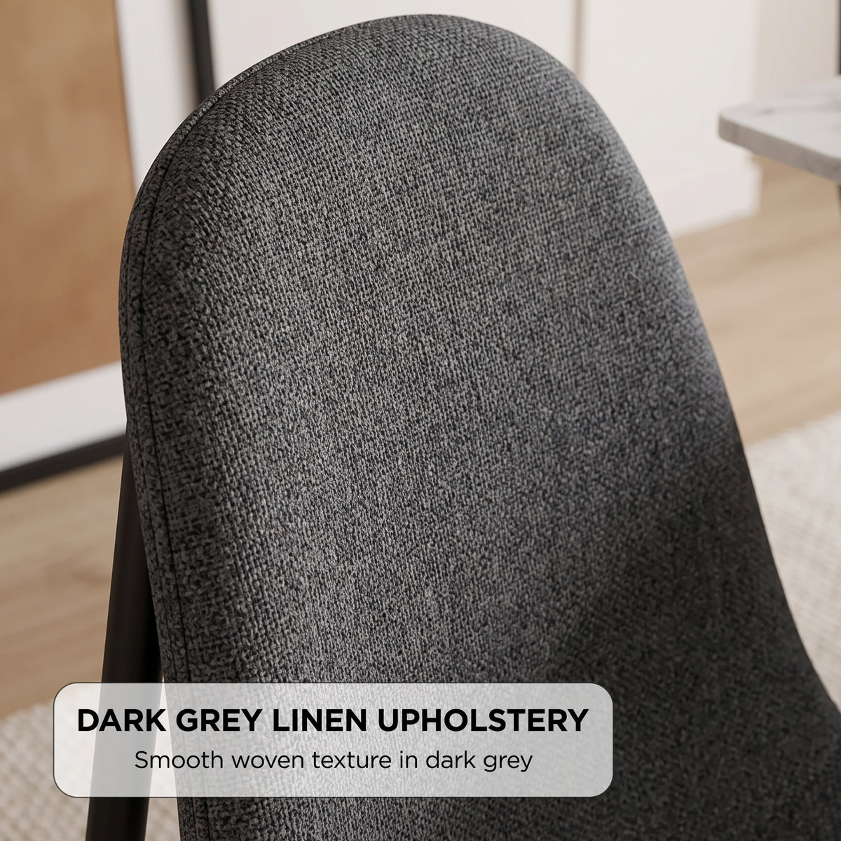 Arlo Linen Dining Chair - Set of 4 - Dark Grey