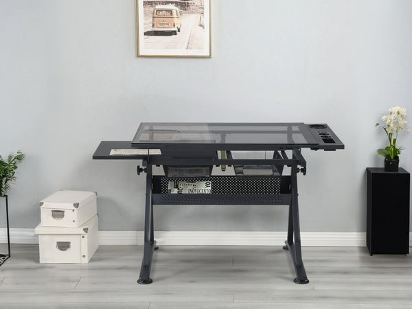 Oliver Height Adjustable Drafting Table - Black